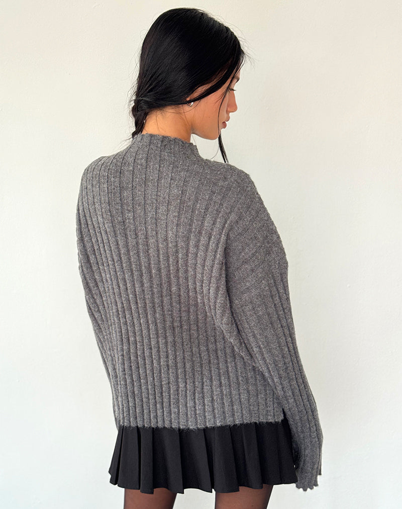 Immagine di Judah - Maglione oversize a maglia a costine di colore antracite