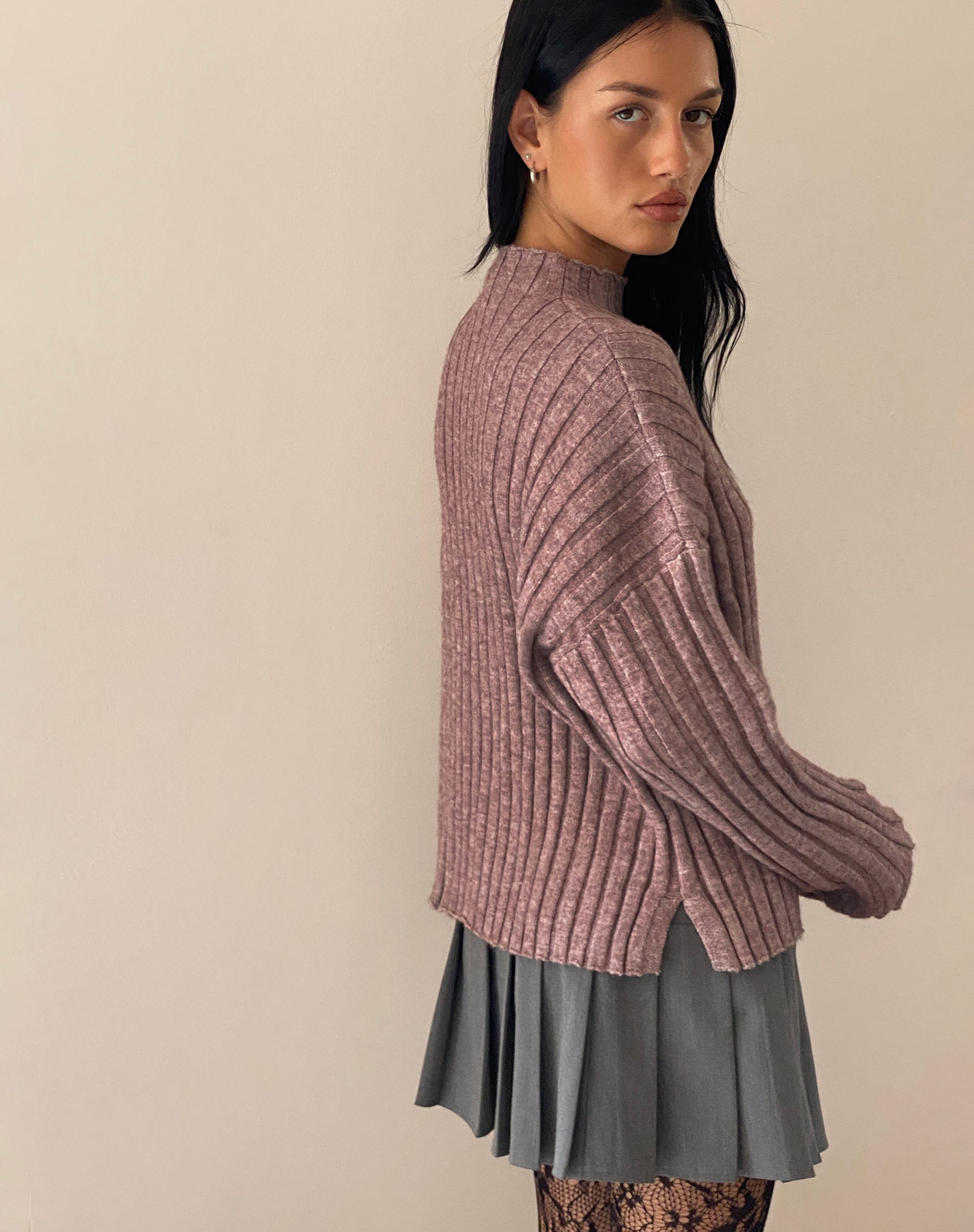 Immagine di Judah - Maglione oversize a costine in Taupe