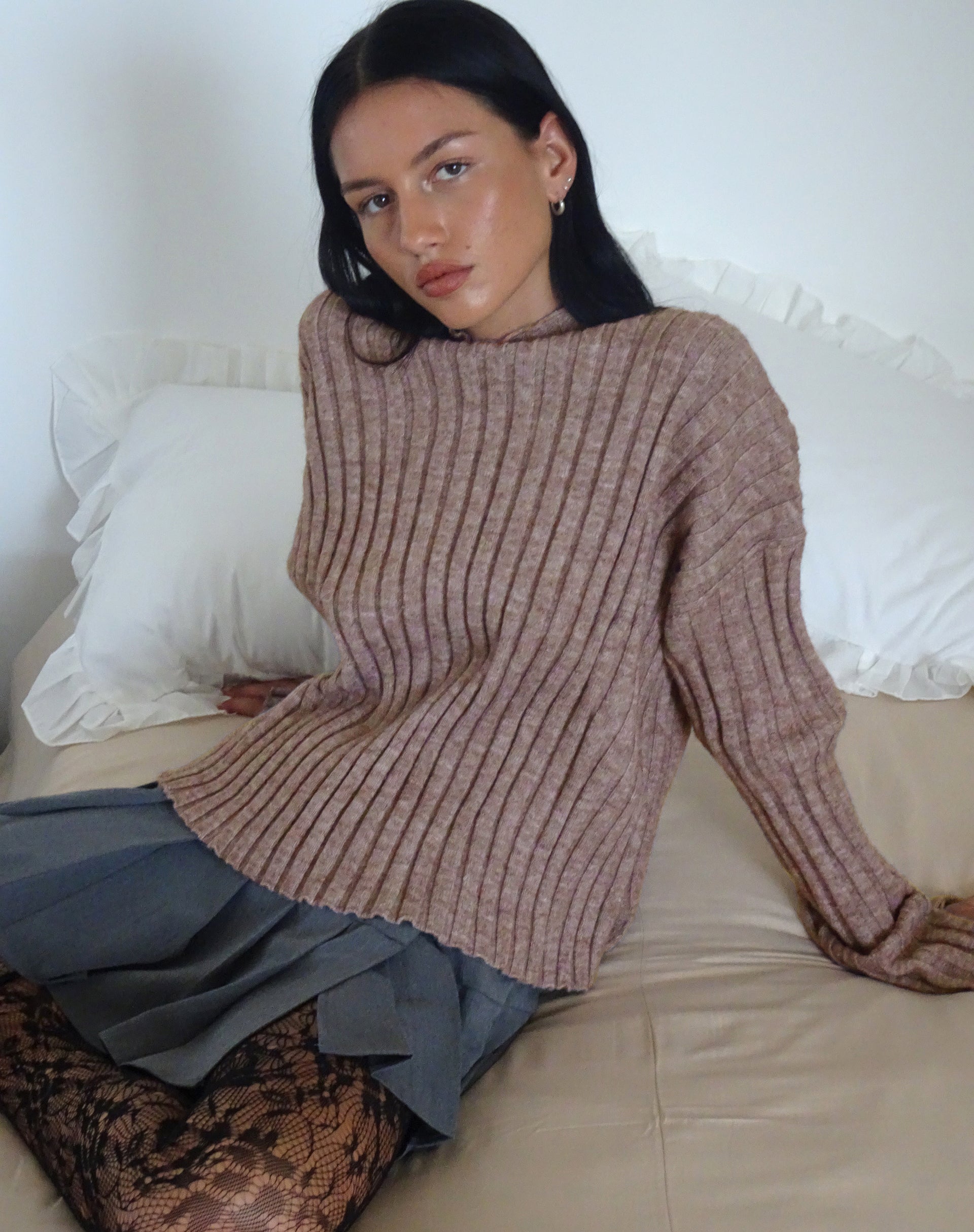 Immagine di Judah - Maglione oversize a costine in Taupe