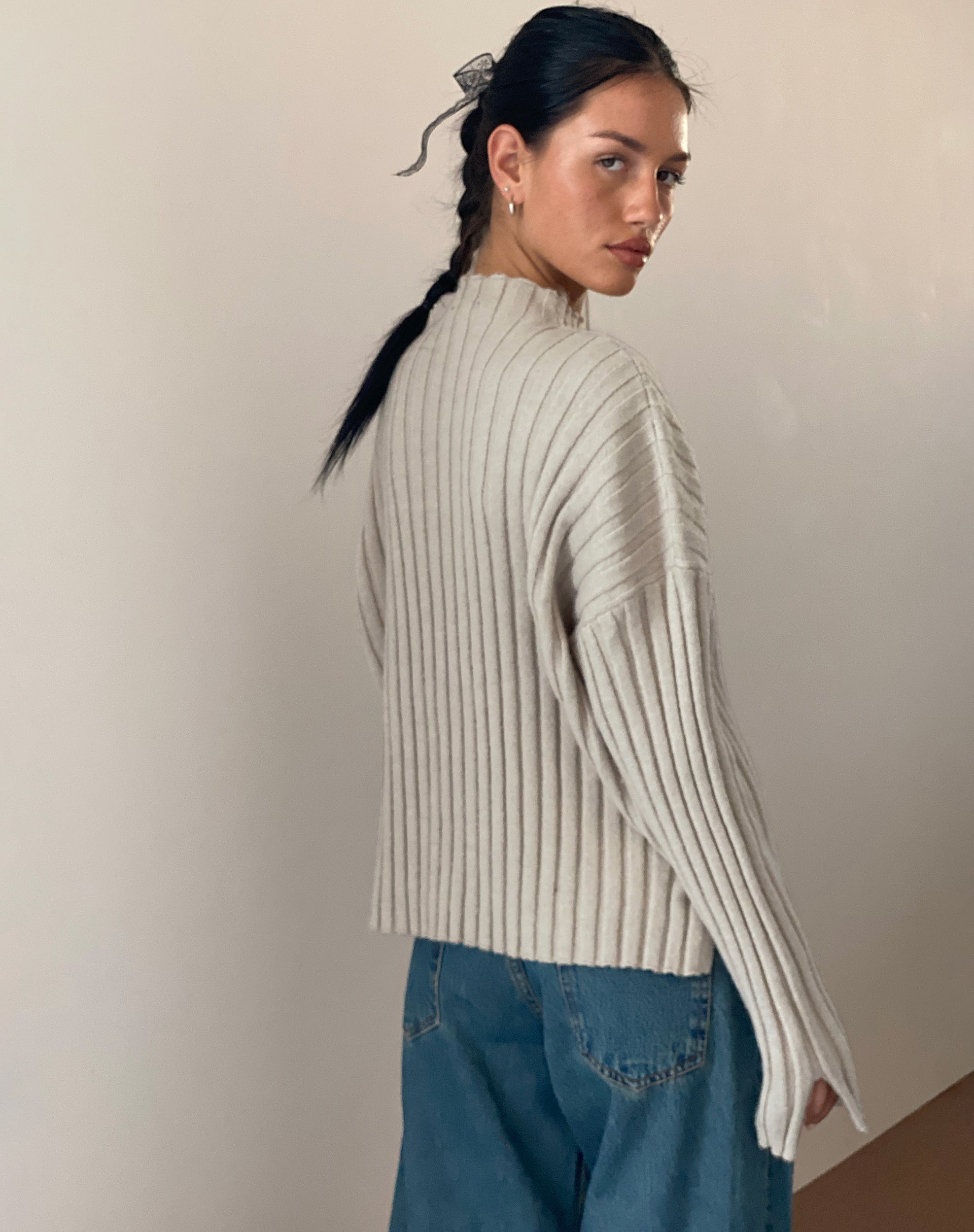 Immagine di Judah - Maglione oversize a costine in ecru