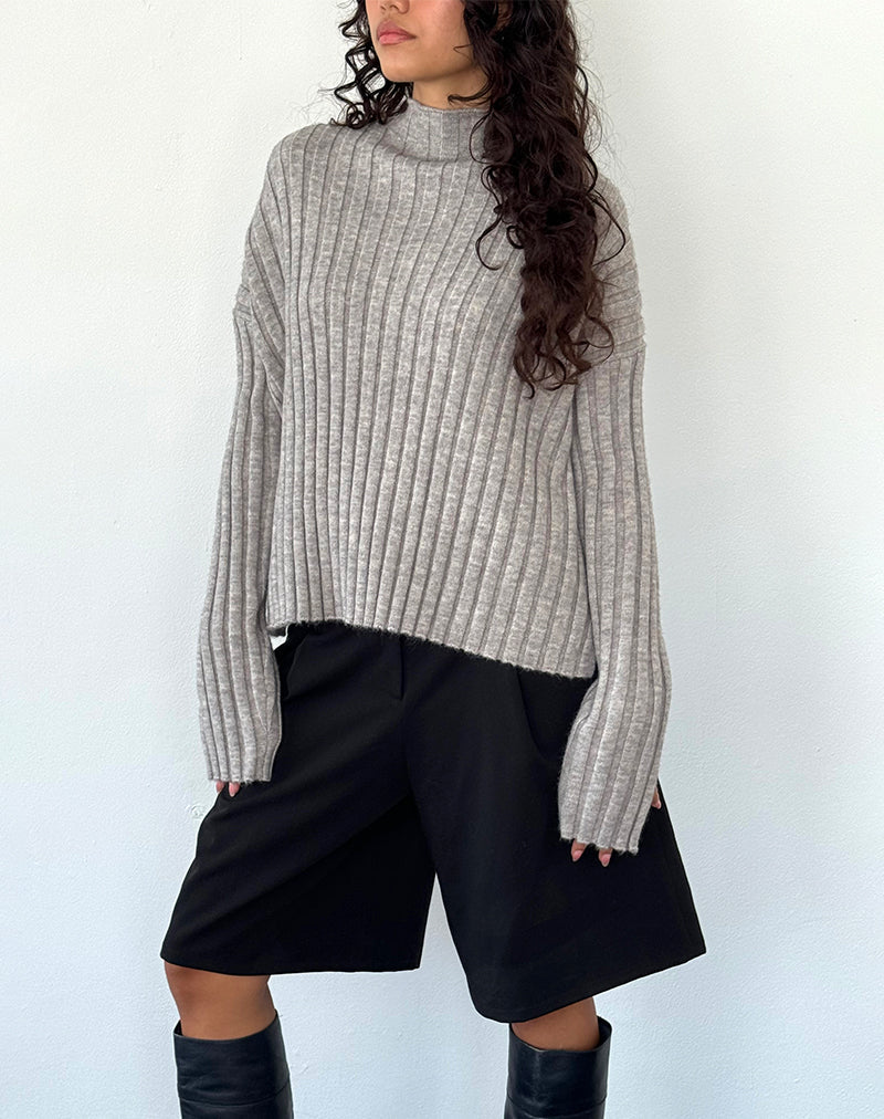 Immagine di Judah - Maglia a coste oversize di colore grigio chiaro