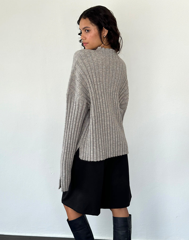 Immagine di Judah - Maglia a coste oversize di colore grigio chiaro