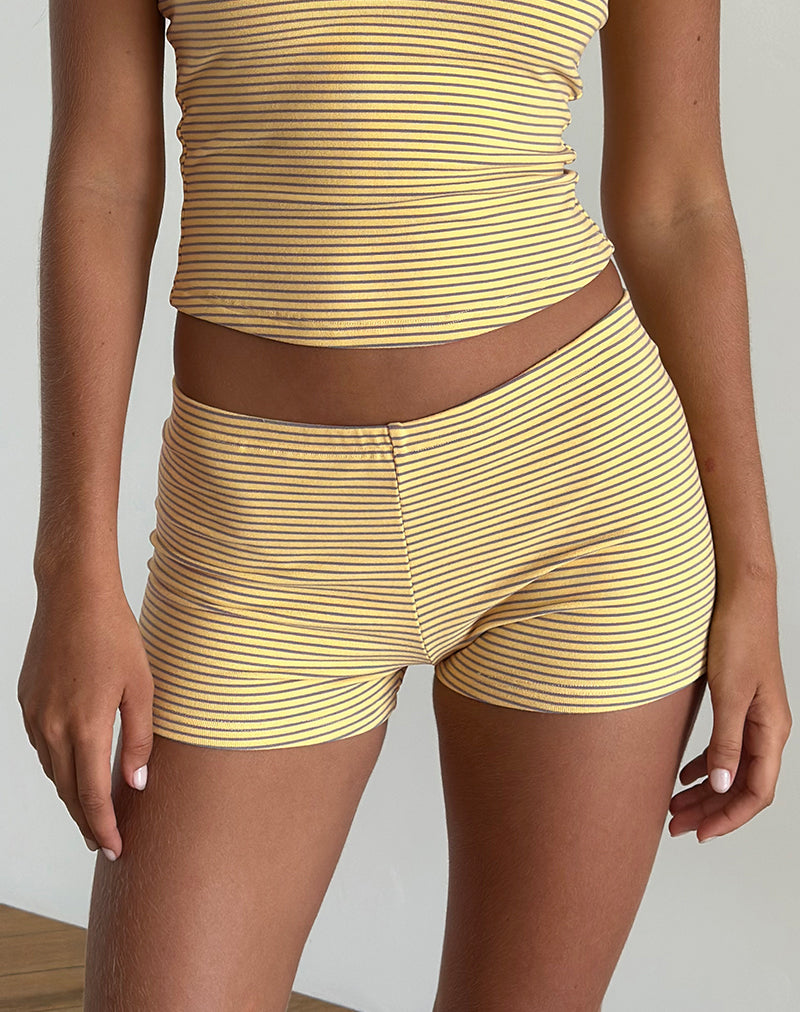 immagine di Sera Shorts in jersey a righe giallo grigio