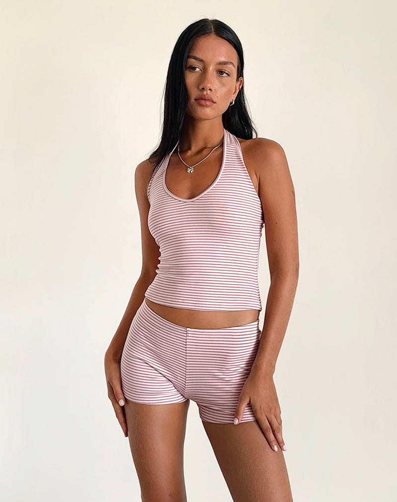 immagine di Sera Short in Jersey Stripe rosa e grigio