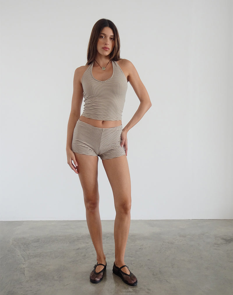 Immagine di Sera Shorts in Jersey a righe Neutro Marrone
