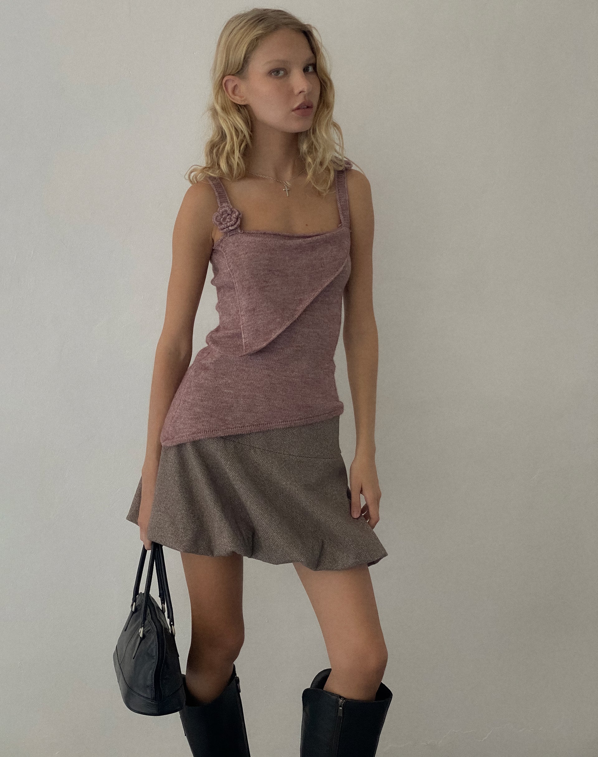 Immagine di Juliet Rosette Cami Top in maglia marrone
