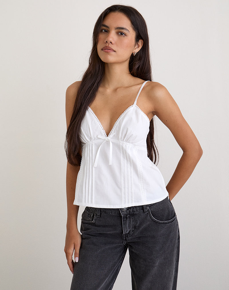Top Jepuni in popeline bianco