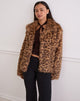 Immagine di Joji Crop Faux Fur Jacket in Brown Leopard