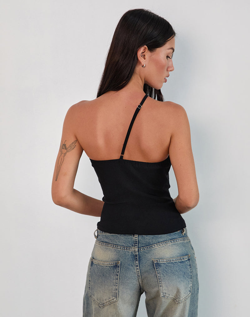Immagine di Kacya Top asimmetrico in nero con fibbia