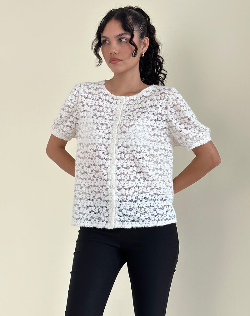Top Kaelyn in pizzo Dahlia Avorio