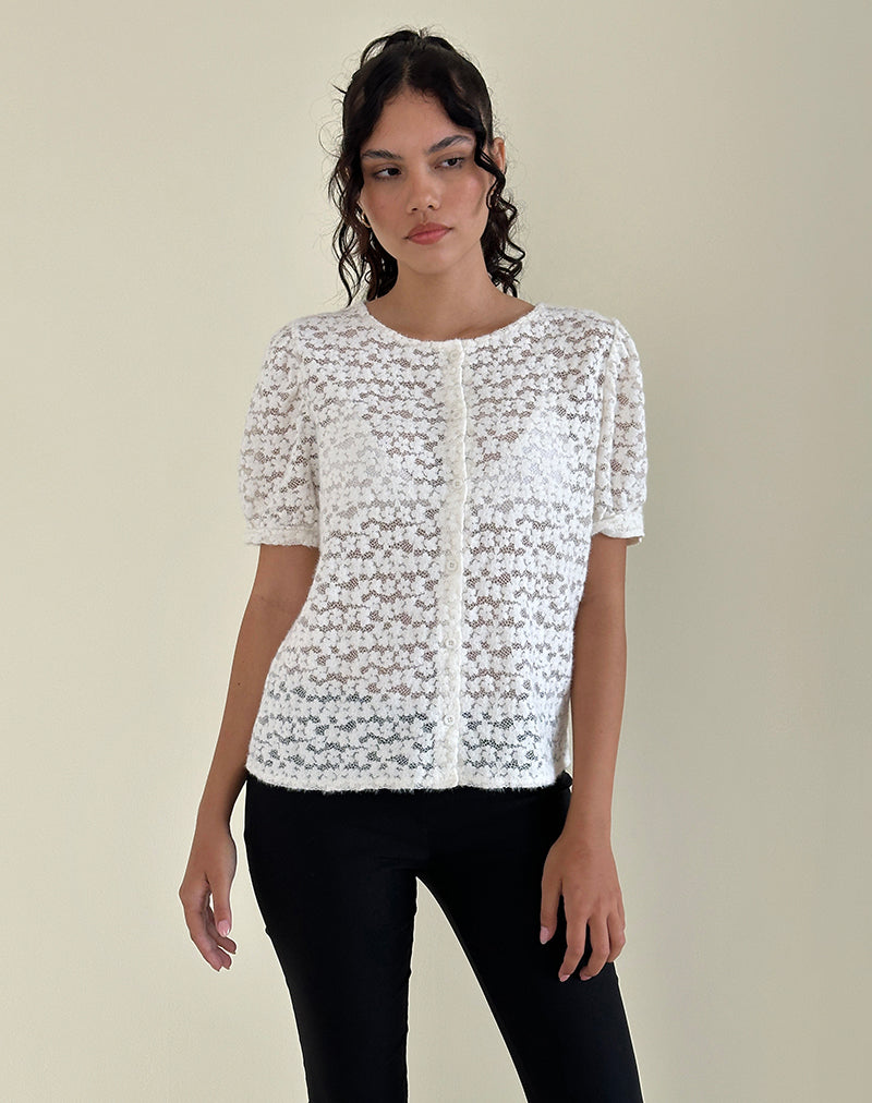 Top Kaelyn in pizzo Dahlia Avorio