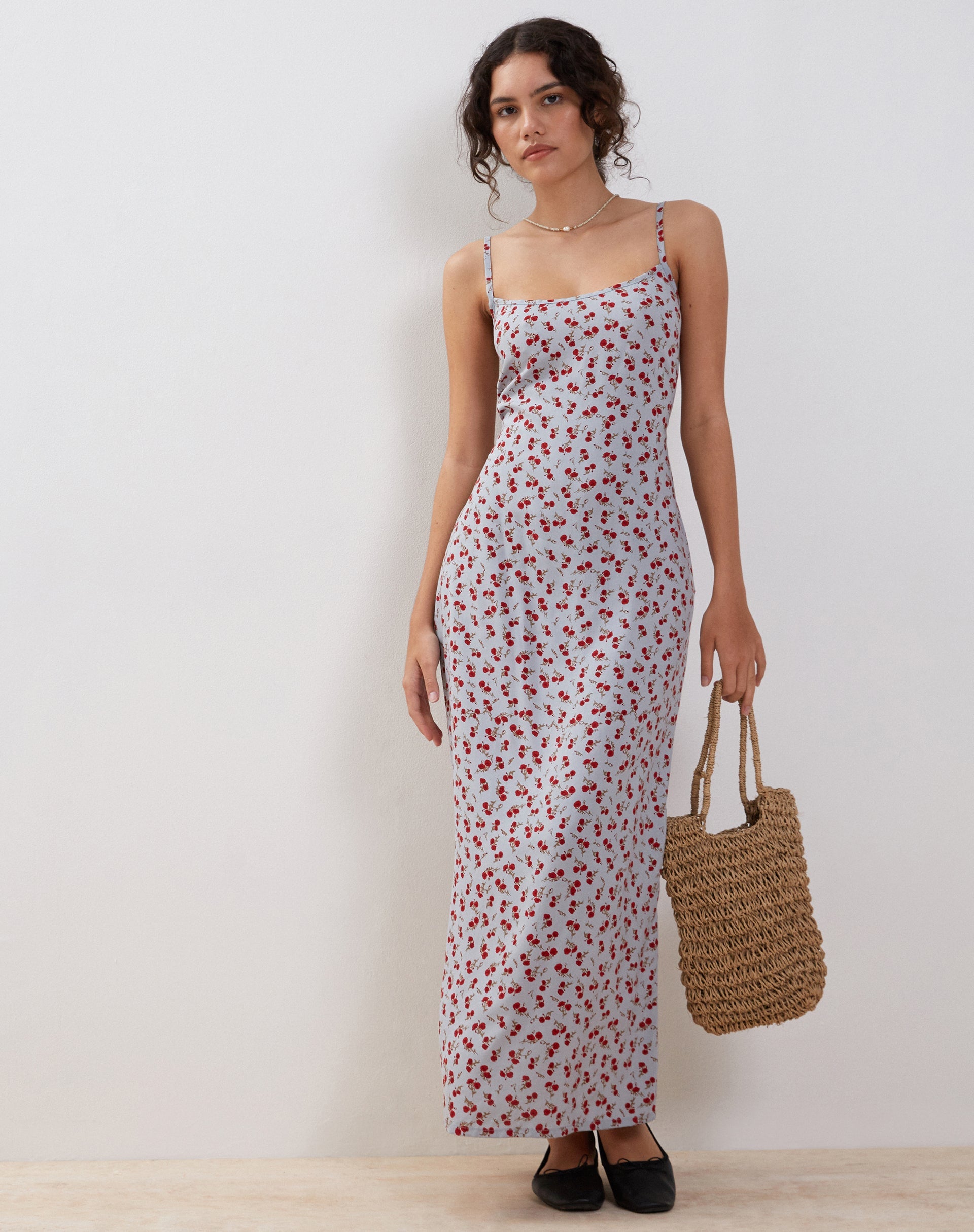 Immagine di Kafka Maxi Slip Dress in blu floreale Ditsy