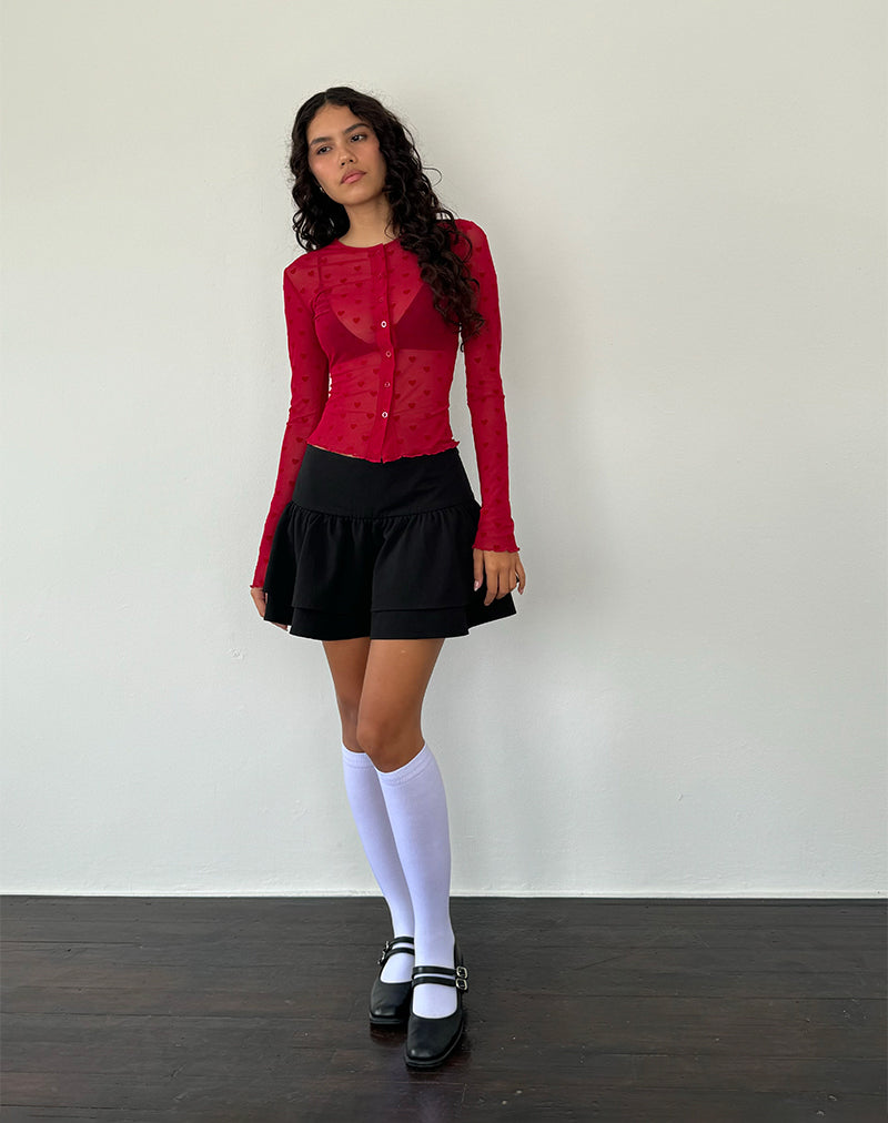 Immagine della camicia Kahula in maglia floccata con cuore rosso