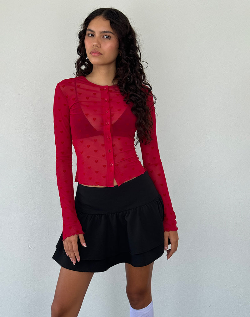 Immagine della camicia Kahula in maglia floccata con cuore rosso