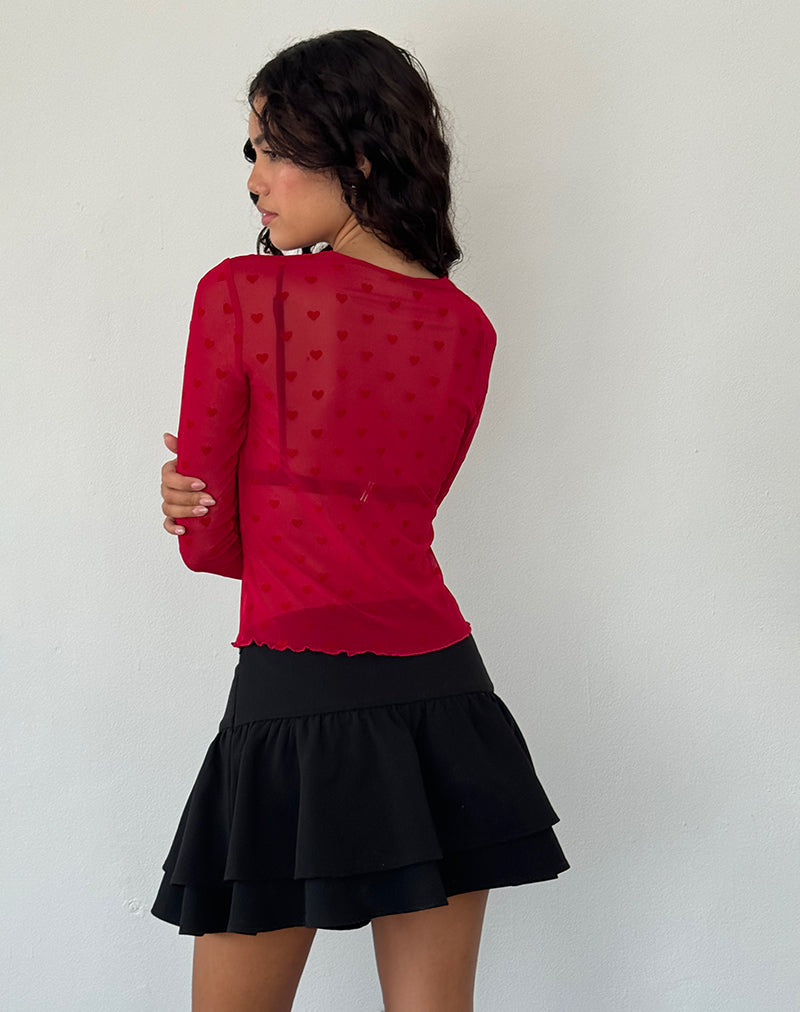Immagine della camicia Kahula in maglia floccata con cuore rosso