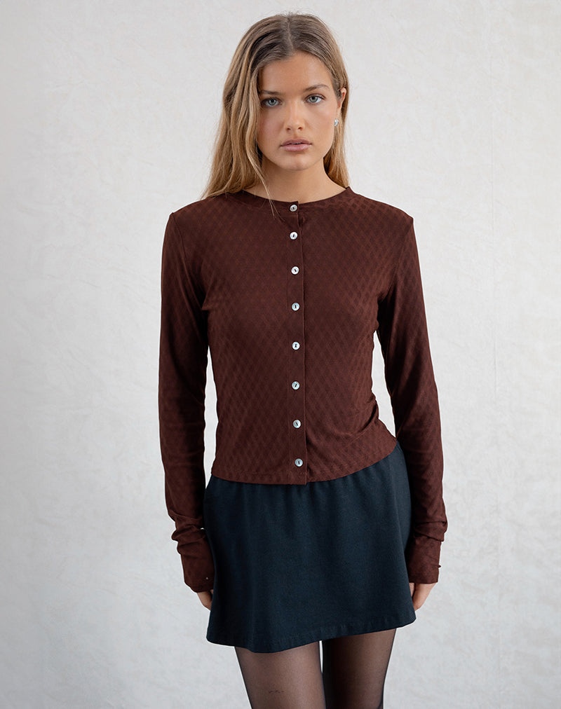 Immagine della camicia Kahula in maglia argyle marrone