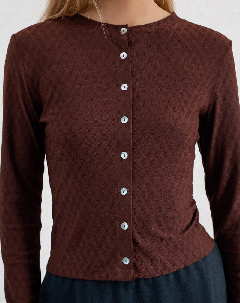 Immagine della camicia Kahula in maglia argyle marrone