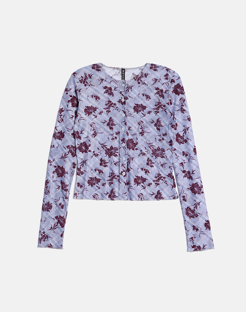 Immagine di Kahula Top in Lotus Flock Check Lavanda