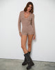 Immagine di Kaipo Tie Back Playsuit in marrone avorio a righe