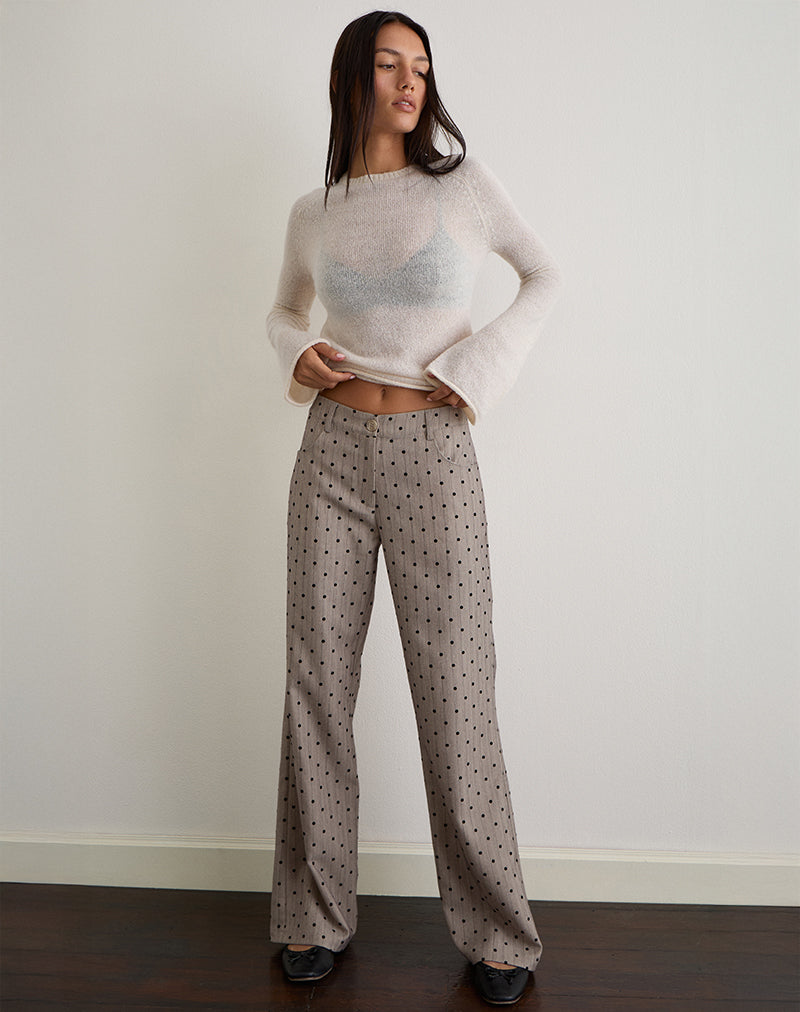 Immagine dei pantaloni Tatina in beige con gessato a pois
