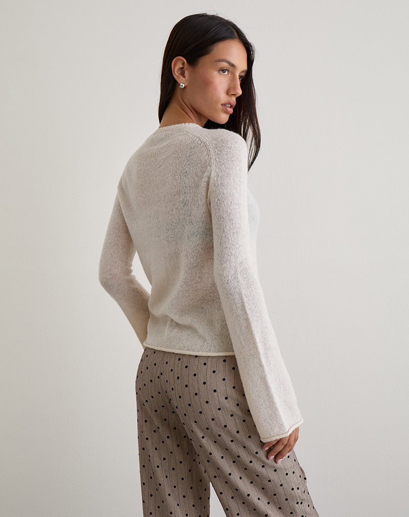 Immagine di Kaleo Roll Edge Jumper in maglia Ecru
