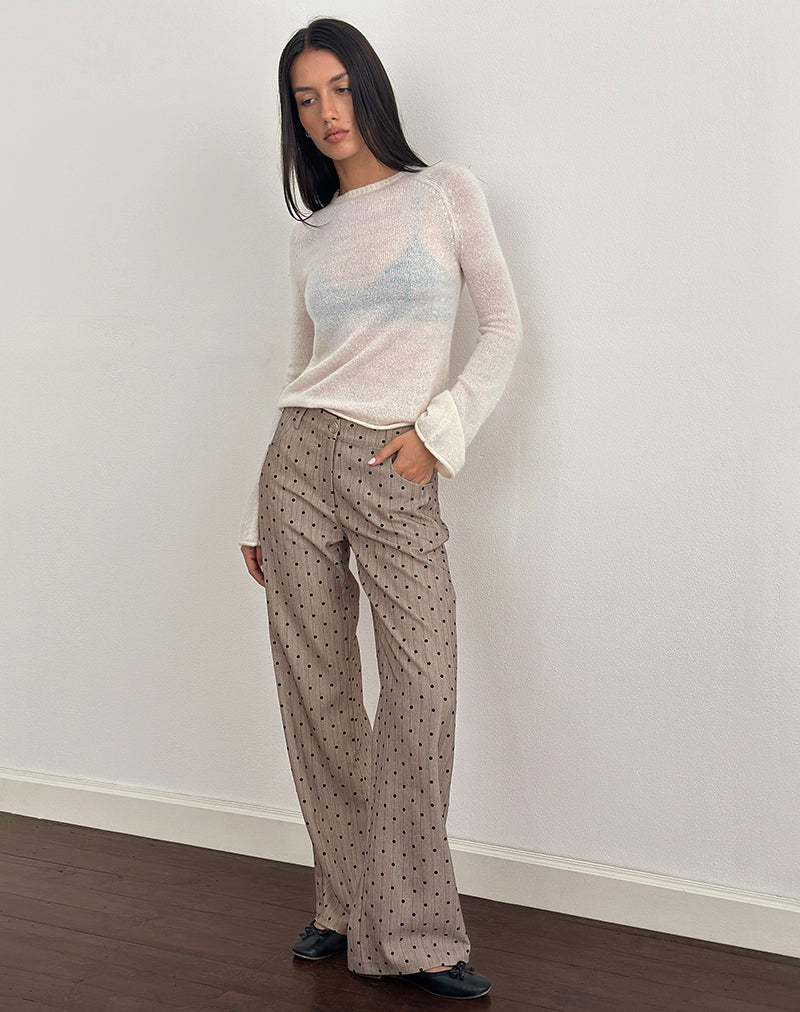 Immagine dei pantaloni Tatina in beige con gessato a pois