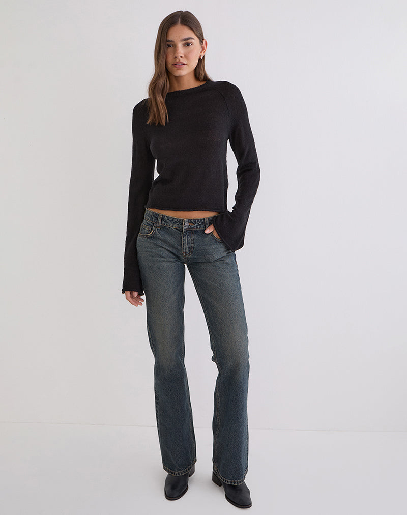 Kaleo Roll Edge Jumper in Knit Black