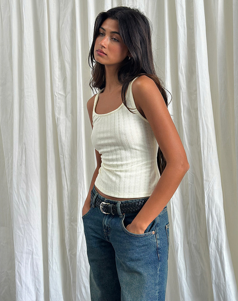 Immagine di Kalinda Gilet Top in Pointelle Avorio