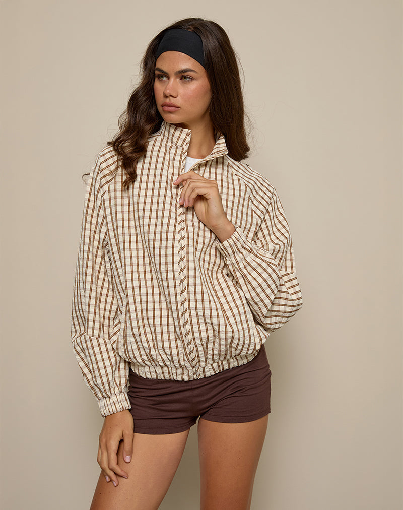 Giacca a conchiglia Kalle in marrone check
