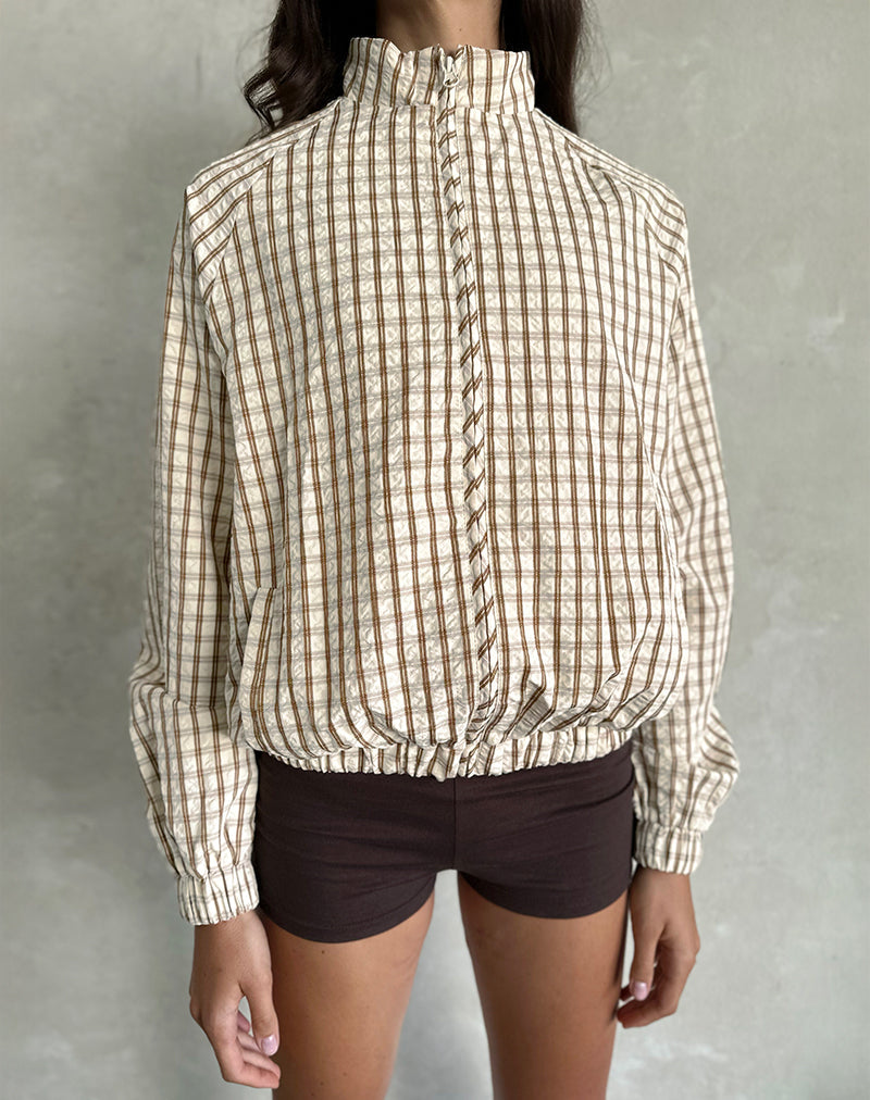 Giacca a conchiglia Kalle in marrone check