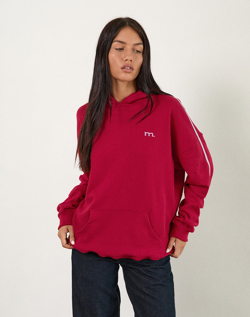Felpa con cappuccio Kamari in rosso Adrenaline con ricamo Violet M