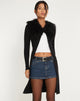 immagine di Kameo Longline Cardi in nero con pelliccia afgana