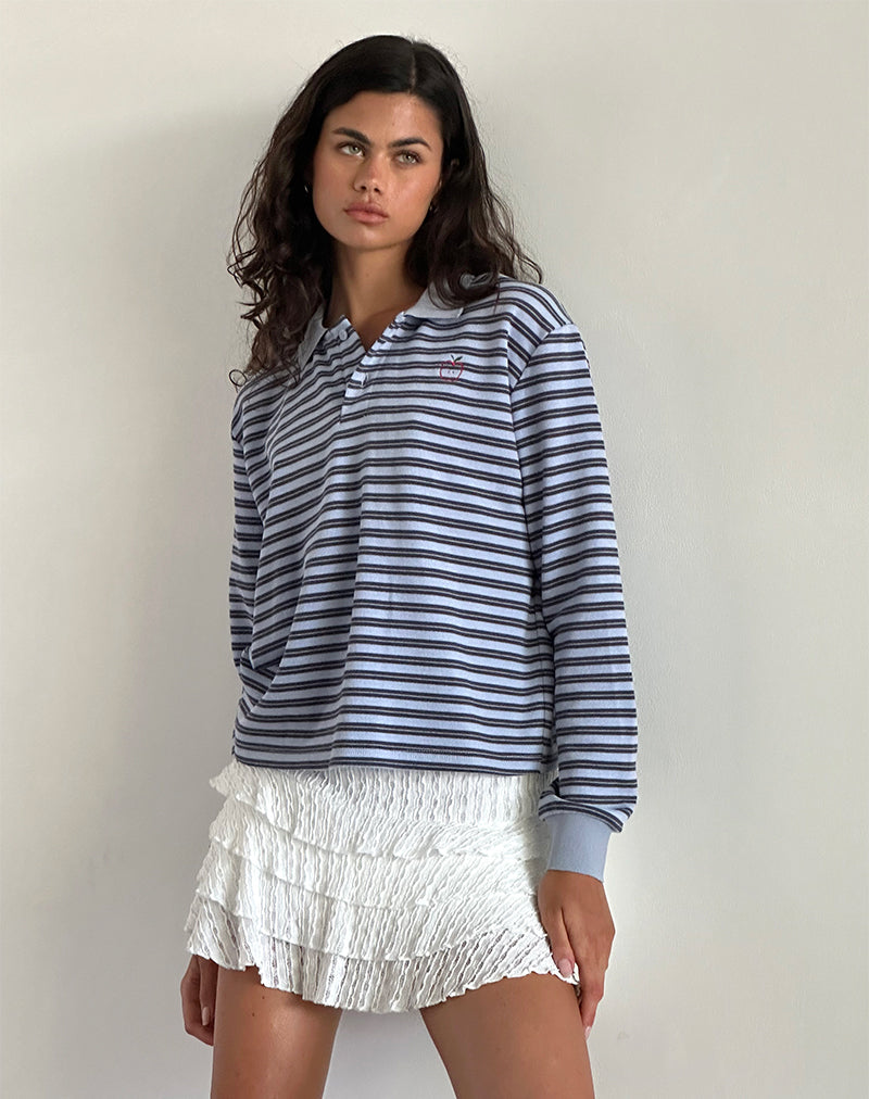 Immagine della camicia a maniche lunghe Kamilla Baggy a righe blu e grigie