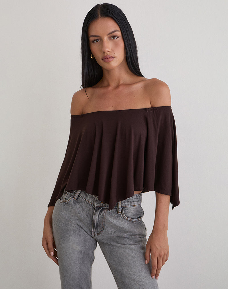 Immagine di Kanela Slouch Poncho in Jersey Cioccolato amaro