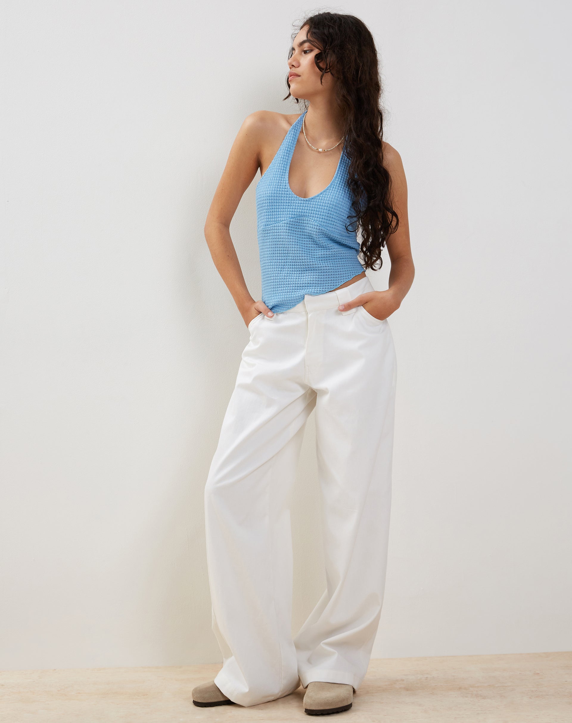 Immagine di Kaomy Pantalone a gamba larga in bianco