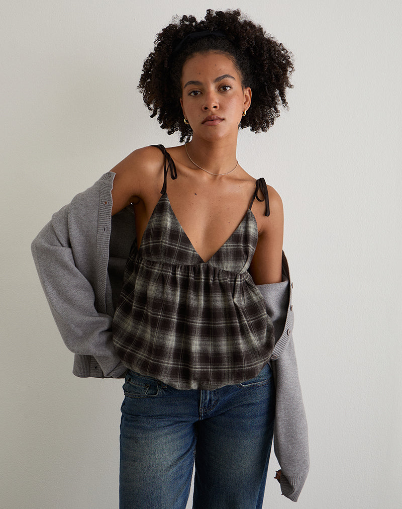Immagine di Kaoru Triangle Bust Cami Top in Grey Check