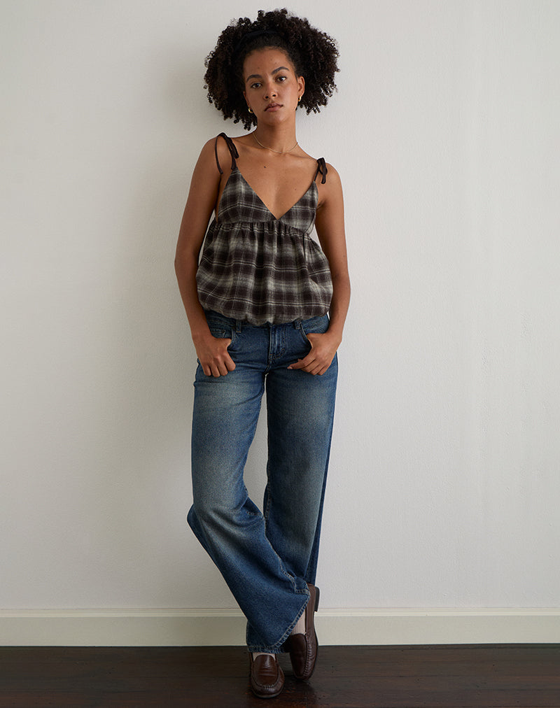 Immagine di Kaoru Triangle Bust Cami Top in Grey Check