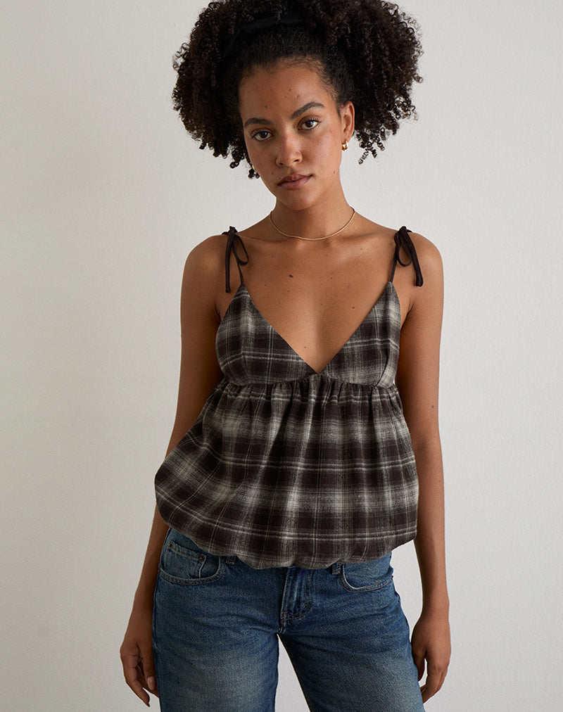 Immagine di Kaoru Triangle Bust Cami Top in Grey Check