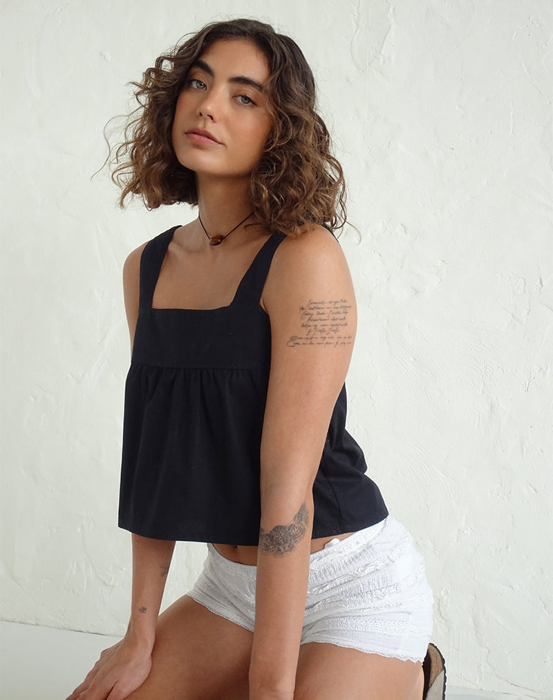 Immagine di Karana Peplum Top in Popeline Nero