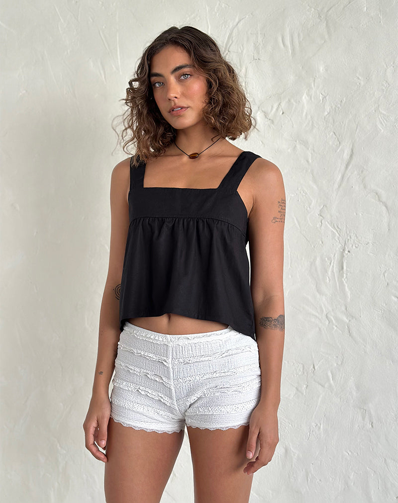 Top Karana Peplum in popeline nero