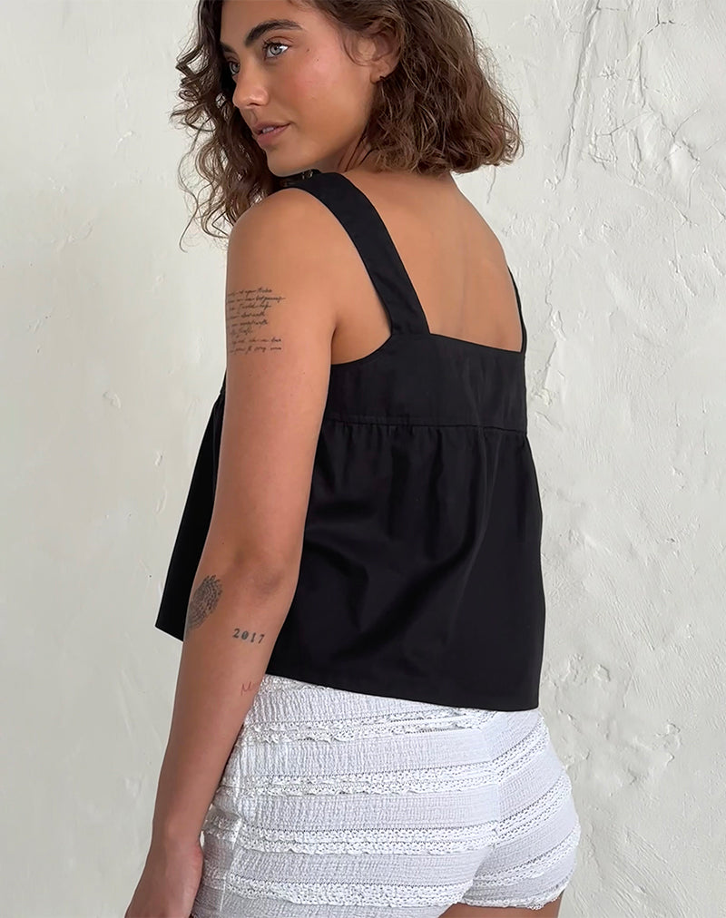 Immagine di Karana Peplum Top in Popeline Nero