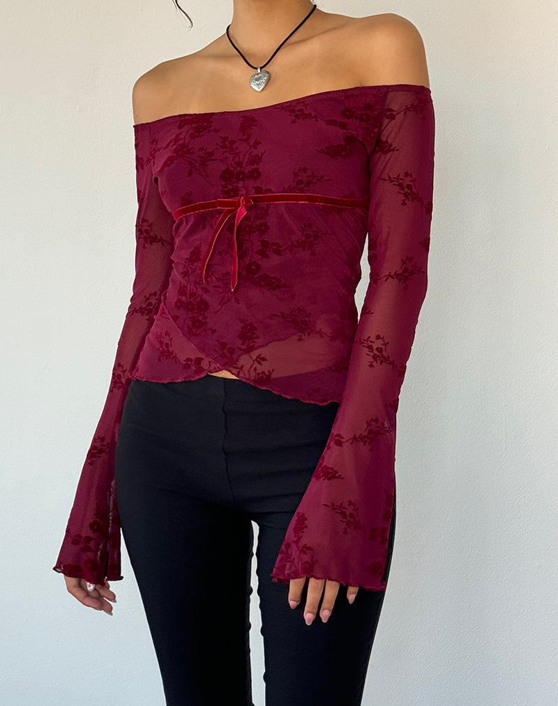 Immagine di Kareena Top in fiore botanico marrone