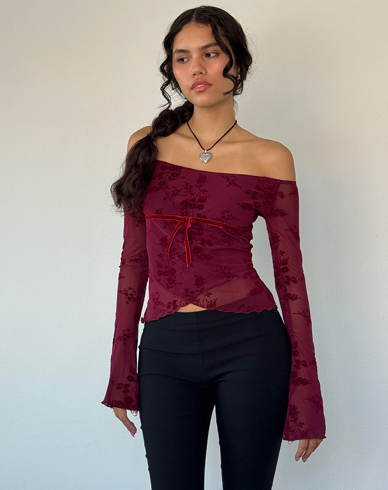 Immagine di Kareena Top in fiore botanico marrone