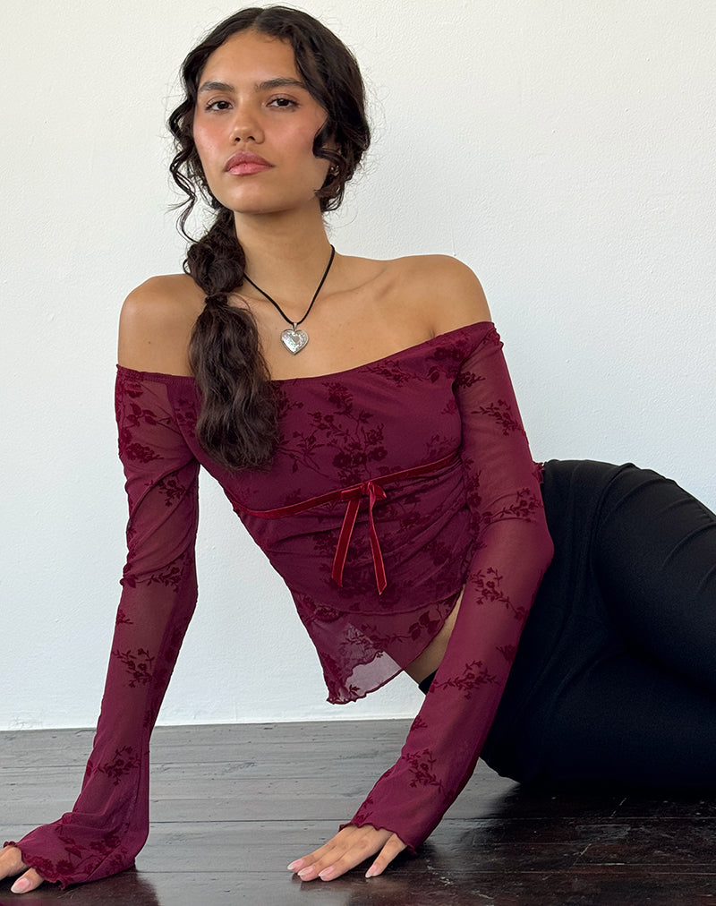 Immagine di Kareena Top in fiore botanico marrone