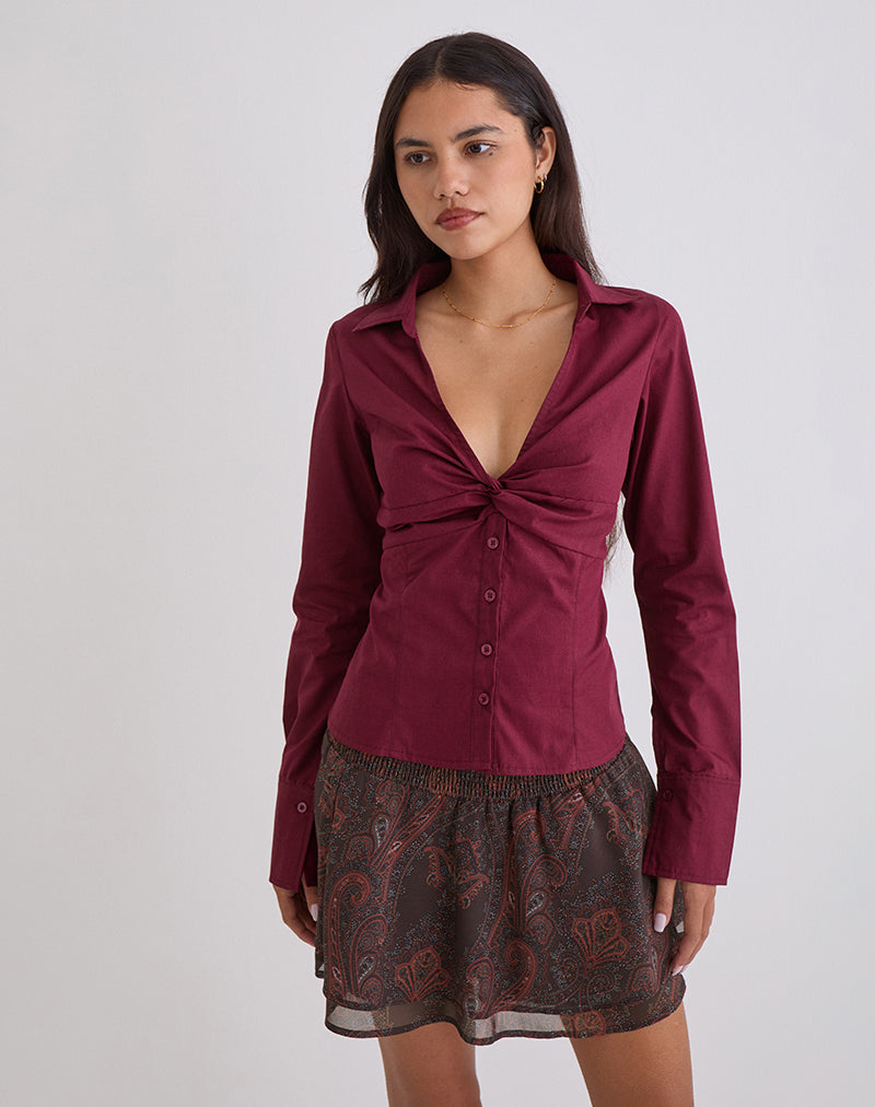 Camicia Karis in popeline bordeaux