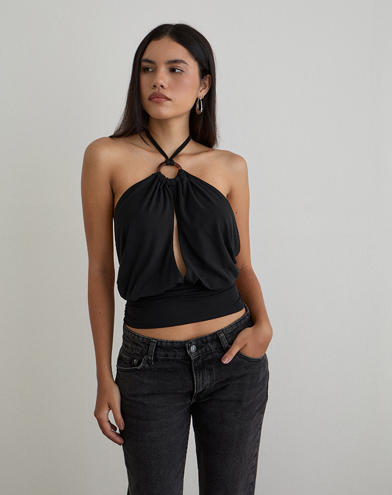 Immagine di Karise Plunge Top in Cupro Nero