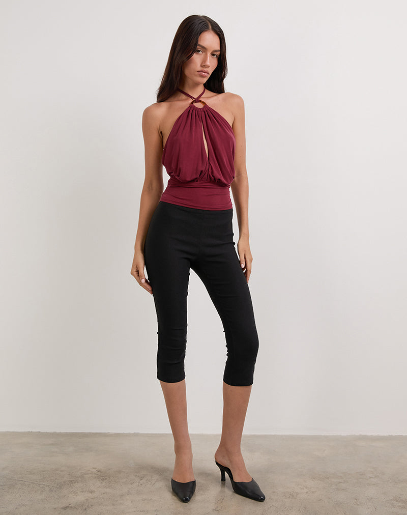 Immagine di Karise Plunge Top in Cupro Rosso Scuro
