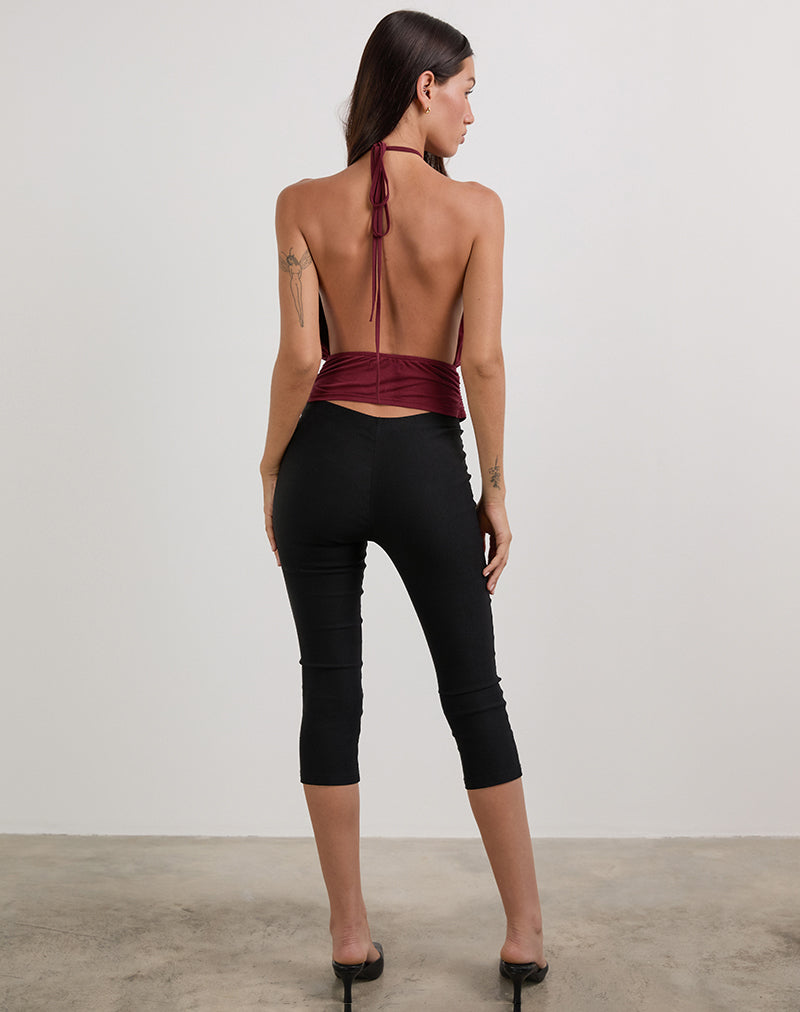 Immagine di Karise Plunge Top in Cupro Rosso Scuro