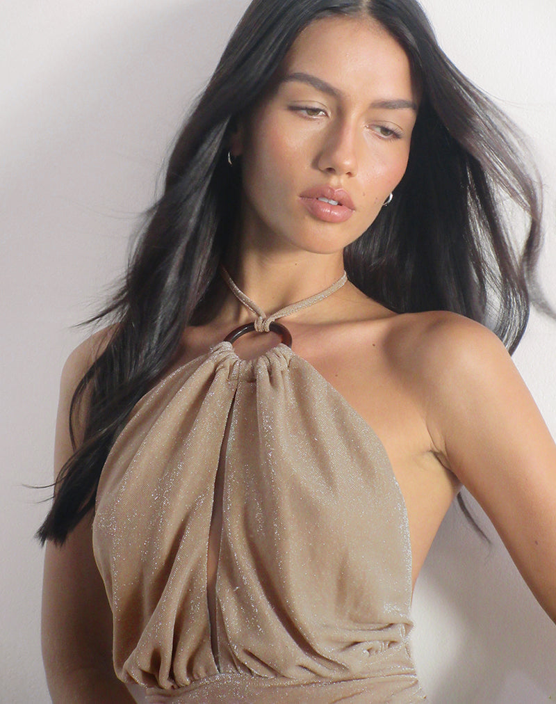 Top Karise in maglia lurex glitterata crema