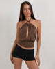 Immagine di Karise Plunge Top in Cupro Cioccolato amaro